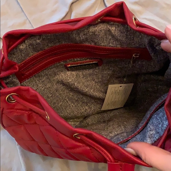 Red Quilted Backpack - Picture 4 of 4